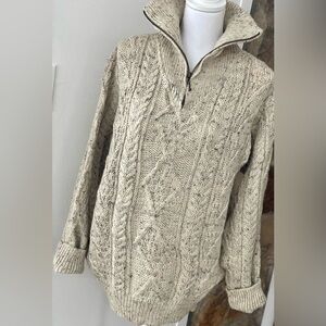 Aran Sweater Market, Ireland. 100% Wool. Cozy Cable Knit Sweater